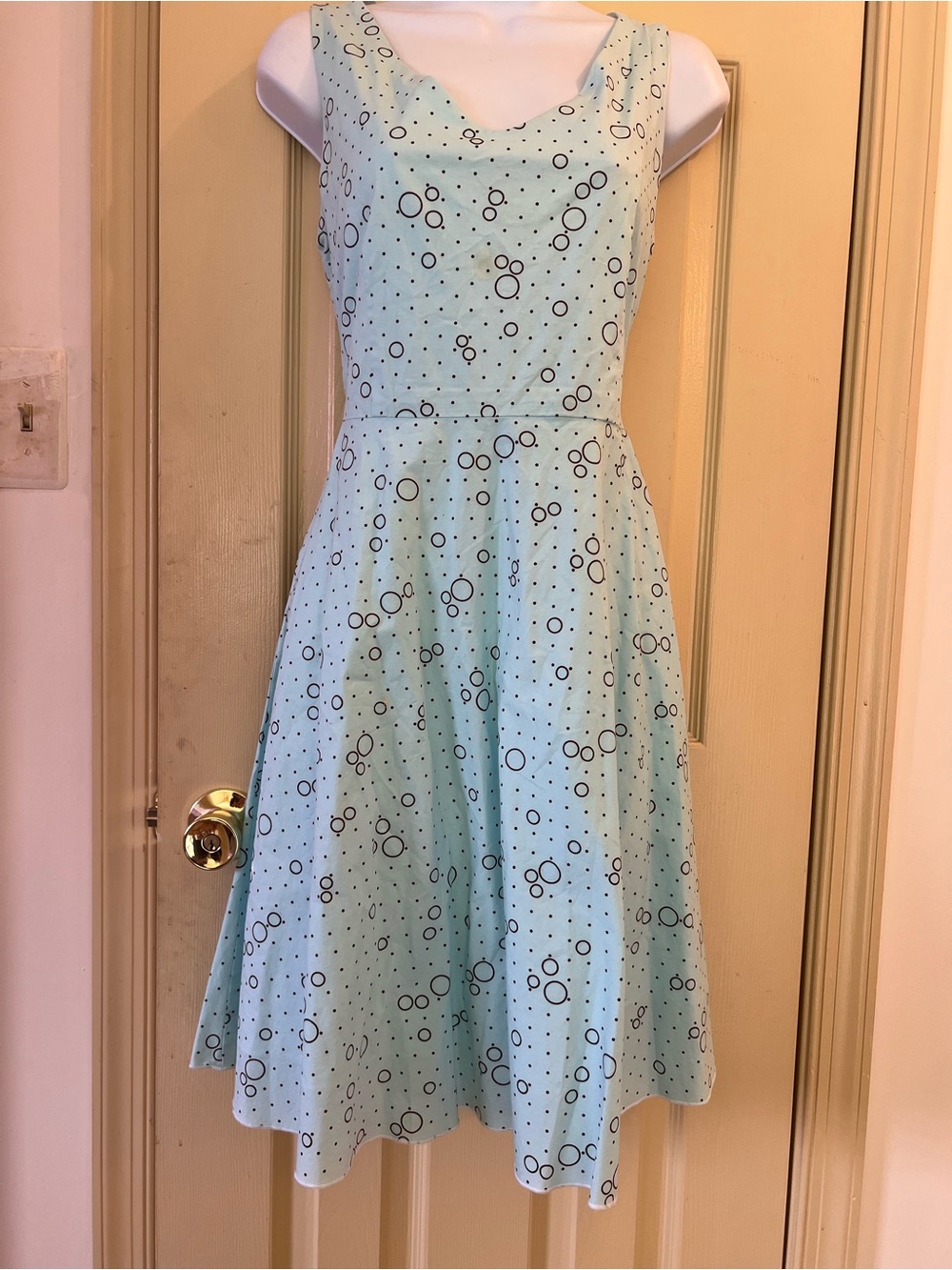 Lapis Light Blue Polka Dot Fit-and-Flare Dress